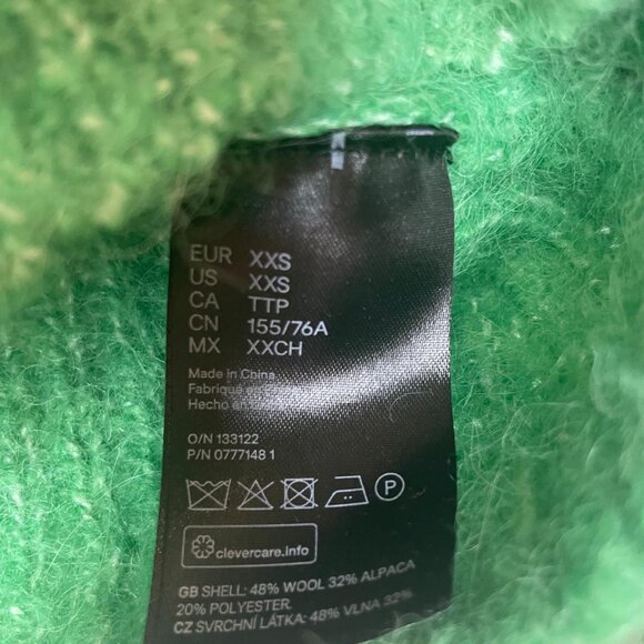 H&M Wool Sweater Green XXS Size - Picture 5 of 5